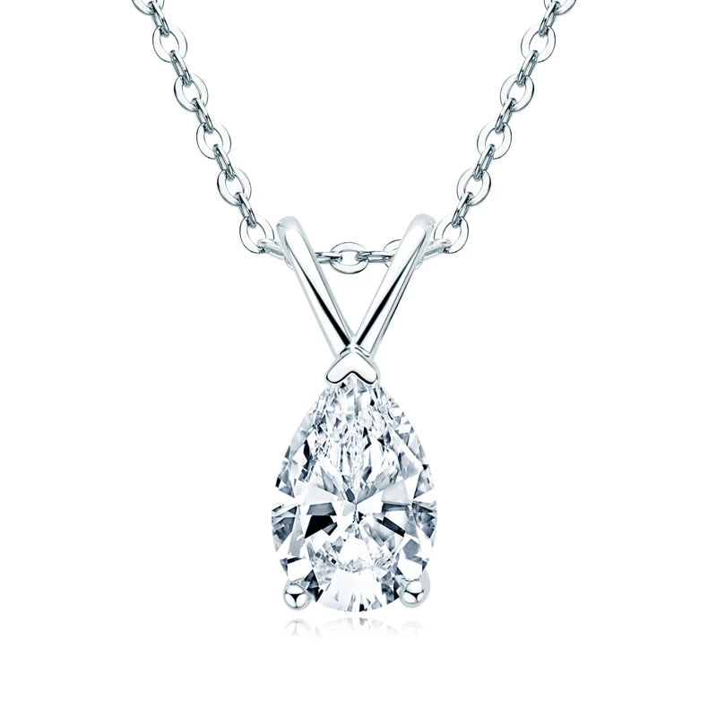 Pear Cut Moissanite Teardrop Pendant Necklace 1.5ct VVS | 925 Silver | Diamonds Grace