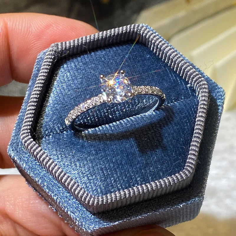 GRA Certified Moissanite Engagement Ring | 0.8CT Round Brilliant | 925 Sterling Silver | Diamonds Grace