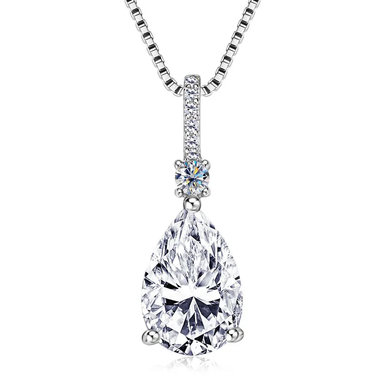 Pear Cut Moissanite Droplet Pendant Necklace VVS1 | 925 Silver | Diamonds Grace