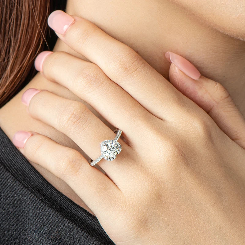 1CT Moissanite Heart Wedding Ring | 6.5mm Round Cut | S925 Sterling Silver | Diamonds Grace