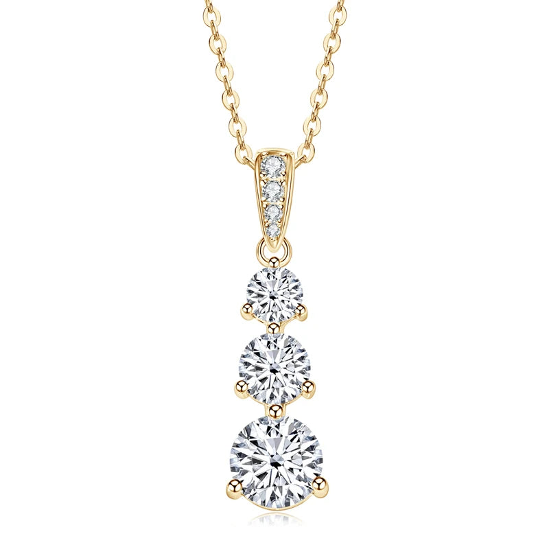 3-Stone Pendant Necklace 925 Silver | Diamonds Grace