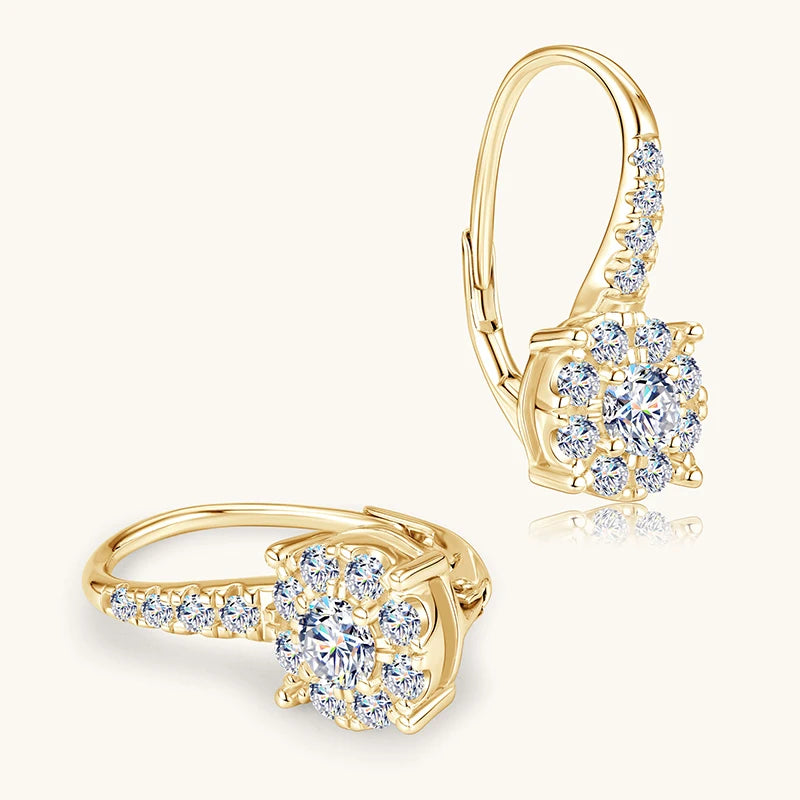Moissanite Clip-On Halo Hoop Earrings | 925 Sterling Silver | Diamonds Grace