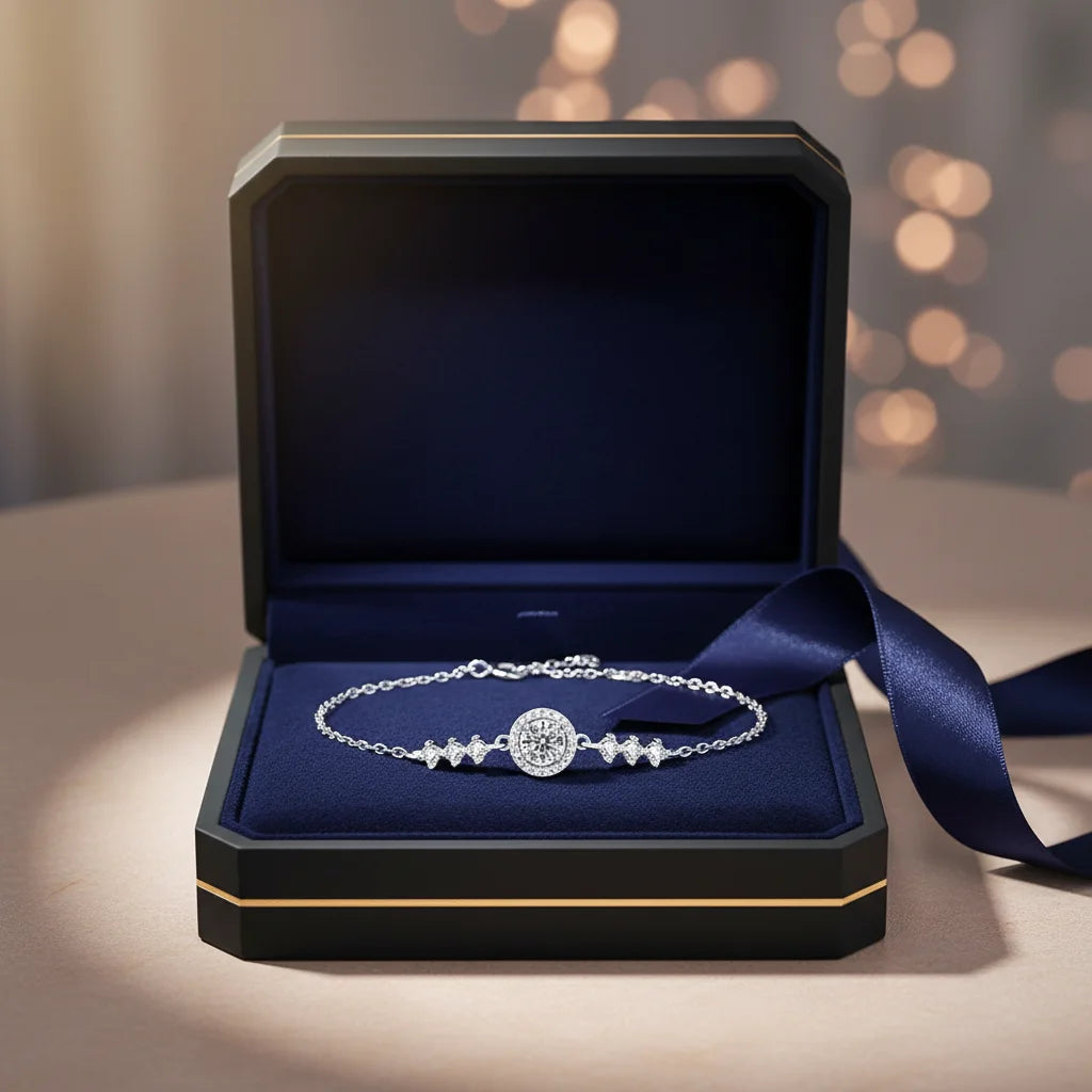 925 Sterling Silver Moissanite Bracelet | Adjustable Infinity Hand Chain | Diamonds Grace