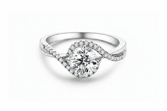 925 Sterling Silver Moissanite Engagement Ring | 1ct Round Brilliant Cut | Diamonds Grace