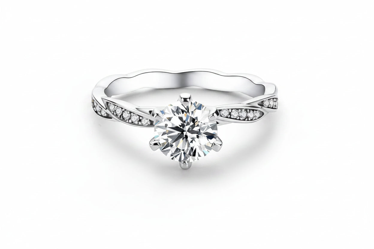 1 Carat Moissanite Engagement Ring | 925 Silver | Diamonds Grace