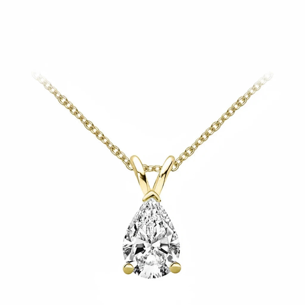 Pear Cut Moissanite Teardrop Pendant Necklace 1.5ct VVS | 925 Silver | Diamonds Grace