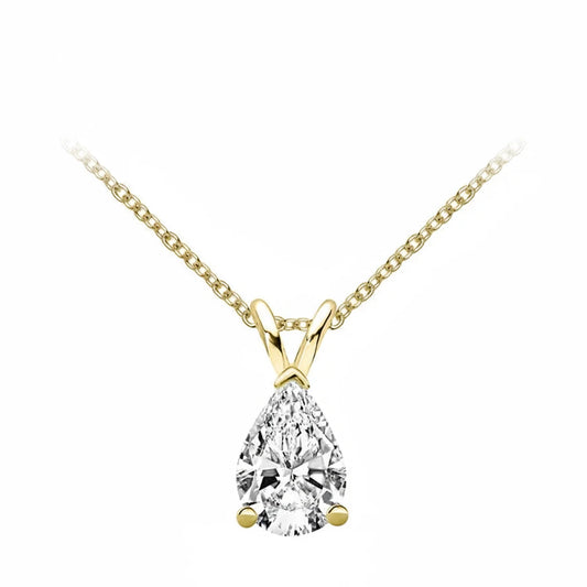 Pear Cut Moissanite Teardrop Pendant Necklace 1.5ct VVS | 925 Silver | Diamonds Grace