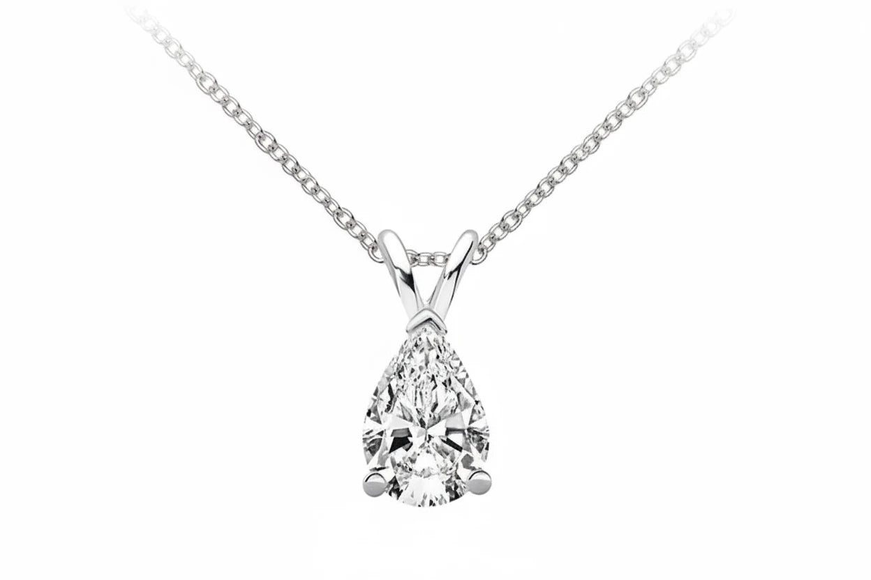 Pear Cut Moissanite Teardrop Pendant Necklace 1.5ct VVS | 925 Silver | Diamonds Grace
