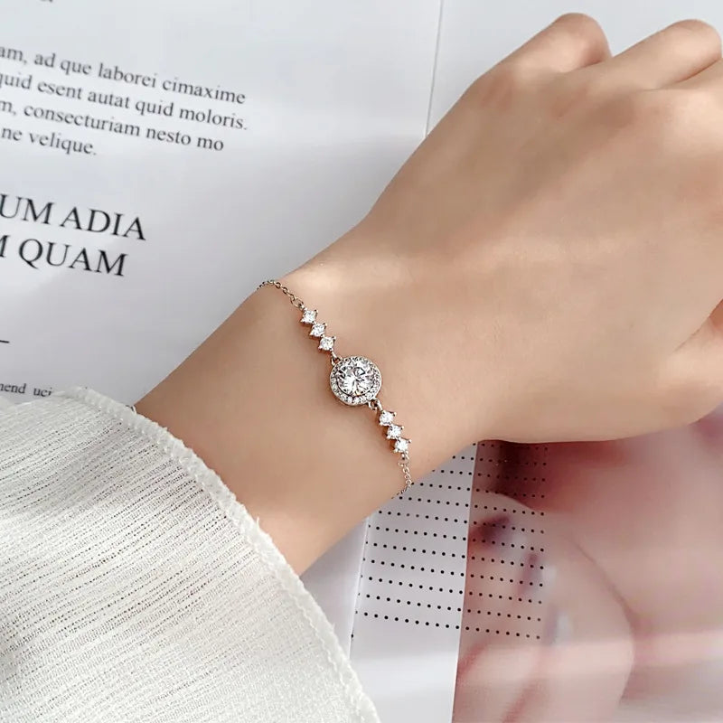 925 Sterling Silver Moissanite Bracelet | Adjustable Infinity Hand Chain | Diamonds Grace