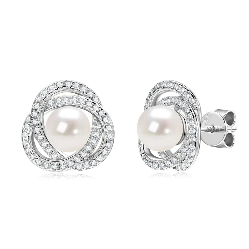 6.5-7mm Vintage Freshwater Pearl Earrings | S925 Sterling Silver | Diamonds Grace