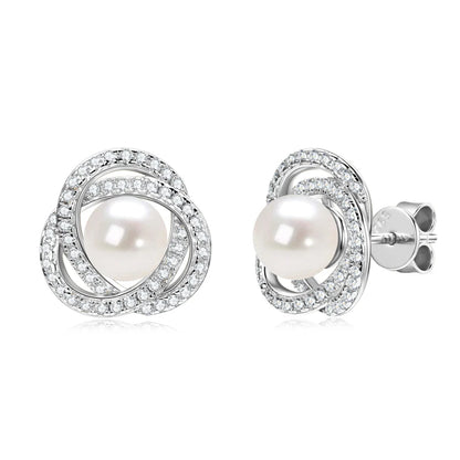 6.5-7mm Vintage Freshwater Pearl Earrings | S925 Sterling Silver | Diamonds Grace