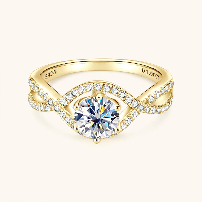 Moissanite Twist Shank Engagement Ring 1ct | 925 Silver Women | Diamonds Grace