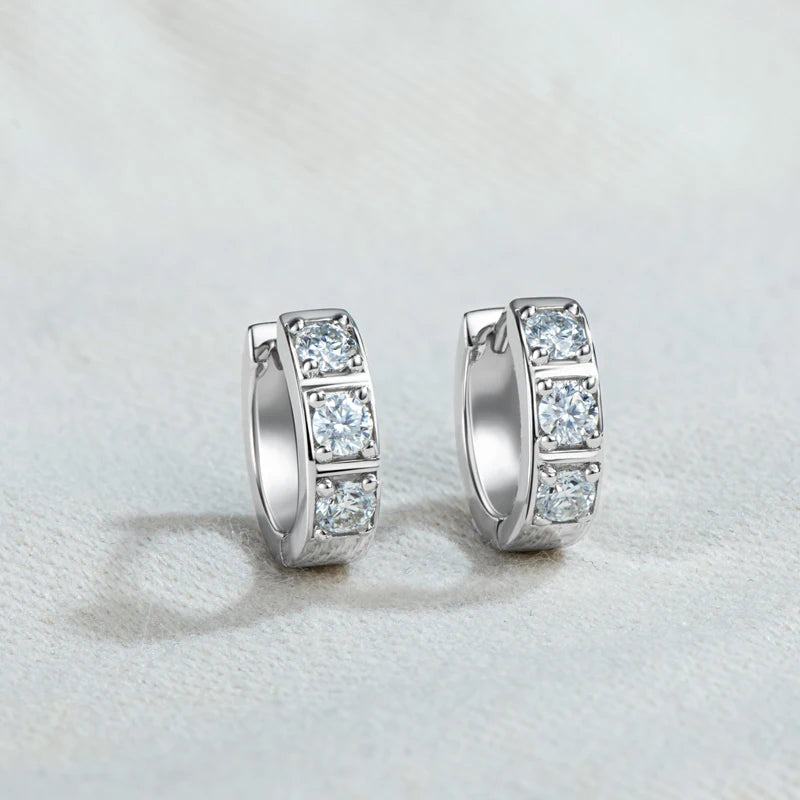 Moissanite Huggie Hoop Earrings | 925 Sterling Silver | Diamonds Grace