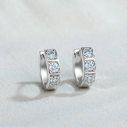 Moissanite Huggie Hoop Earrings | 925 Sterling Silver | Diamonds Grace