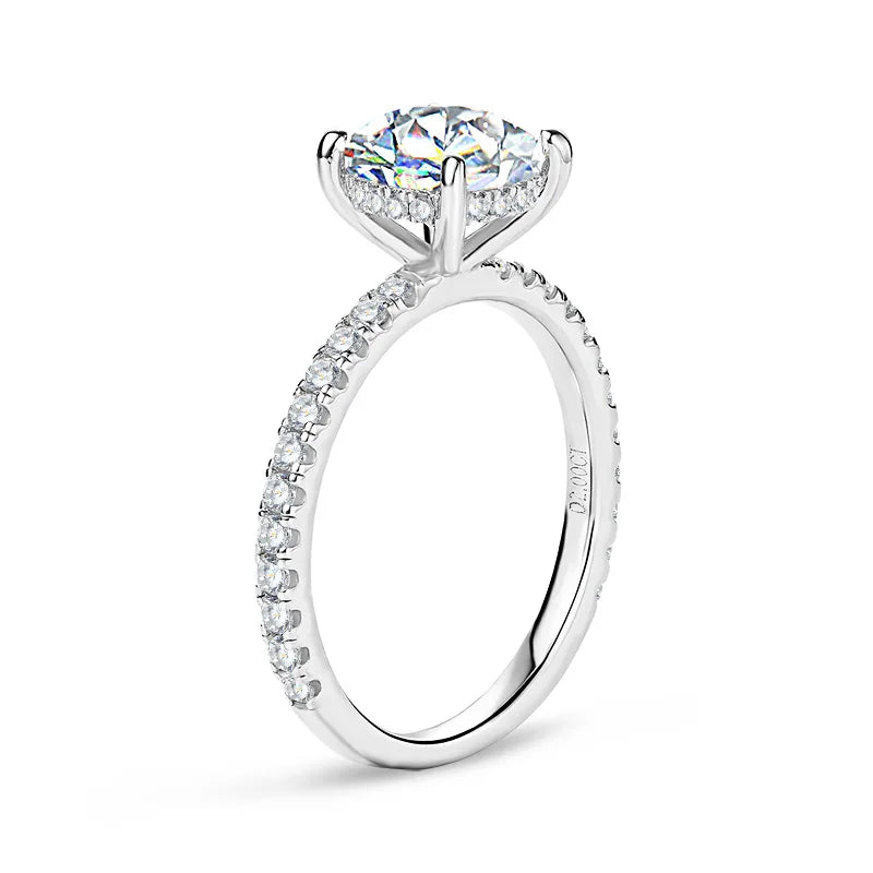 Hidden Halo Moissanite Engagement Ring | 2CT 8mm | S925 Sterling Silver | Diamonds Grace