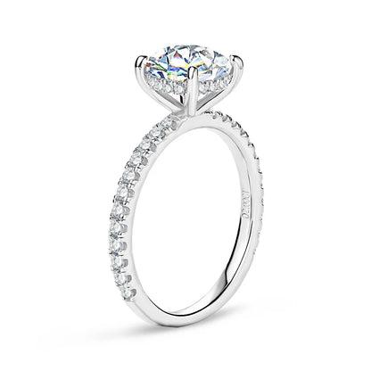 Hidden Halo Moissanite Engagement Ring | 2CT 8mm | S925 Sterling Silver | Diamonds Grace