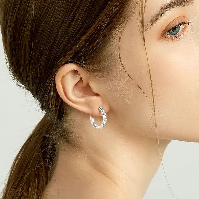 Moissanite Clover Hoop Earrings | D Color VVS1 | 925 Silver | Diamonds Grace