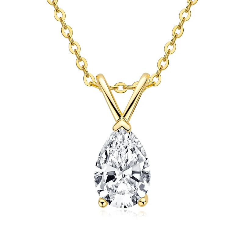 Pear Cut Moissanite Teardrop Pendant Necklace 1.5ct VVS | 925 Silver | Diamonds Grace
