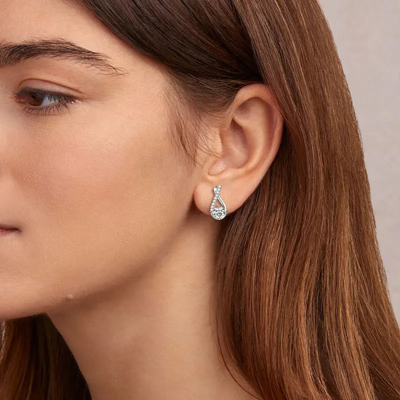 0.60ct Moissanite Teardrop Hoop Earrings | 925 Sterling Silver | Diamonds Grace