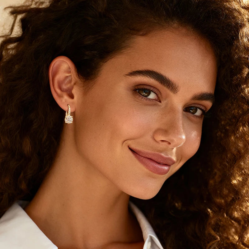 Moissanite Clip-On Halo Hoop Earrings | 925 Sterling Silver | Diamonds Grace