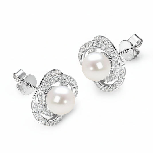6.5-7mm Vintage Freshwater Pearl Earrings | S925 Sterling Silver | Diamonds Grace