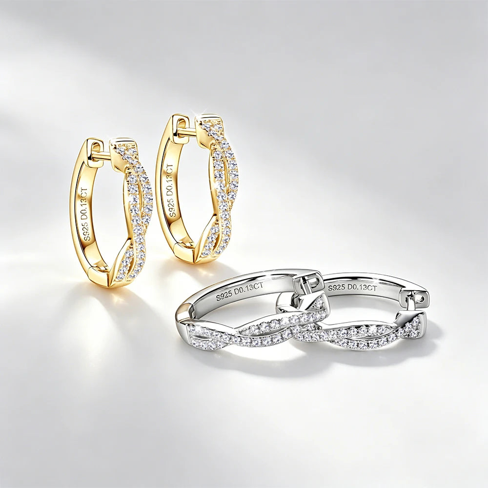 Moissanite Twisted Infinity Hoop Earrings | 925 Sterling Silver | Diamonds Grace