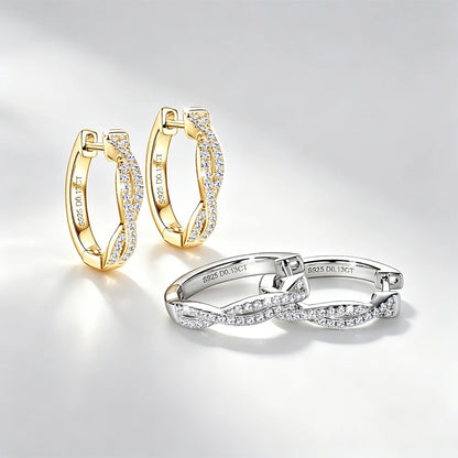 Moissanite Twisted Infinity Hoop Earrings | 925 Sterling Silver | Diamonds Grace