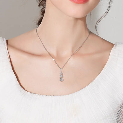 3-Stone Pendant Necklace 925 Silver | Diamonds Grace