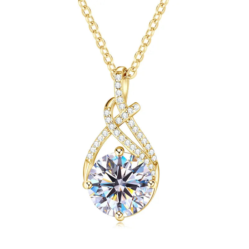 2ct Moissanite Swirl Pendant Necklace D Color VVS1 | 925 Sterling Silver | Diamonds Grace