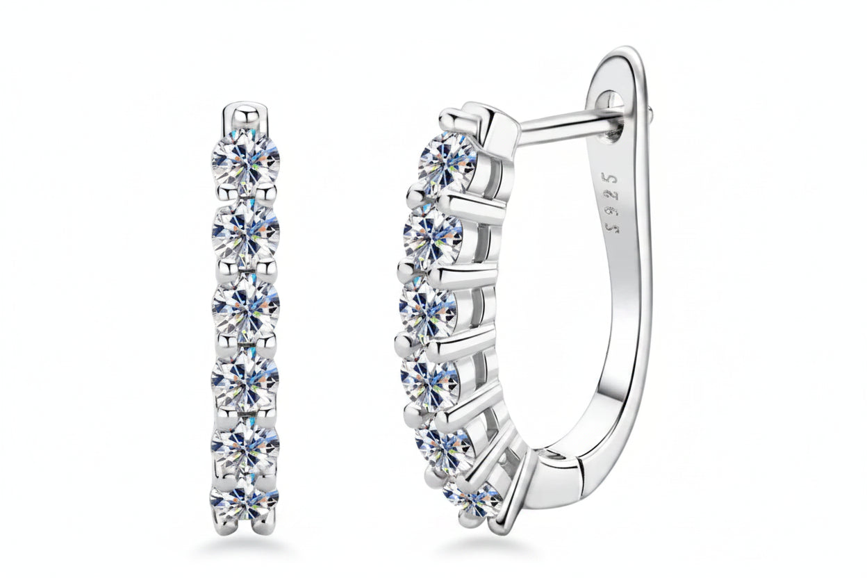 0.1CT Moissanite U-Shaped Earrings 925 Sterling Silver | Diamonds Grace