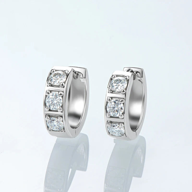 Moissanite Huggie Hoop Earrings | 925 Sterling Silver | Diamonds Grace