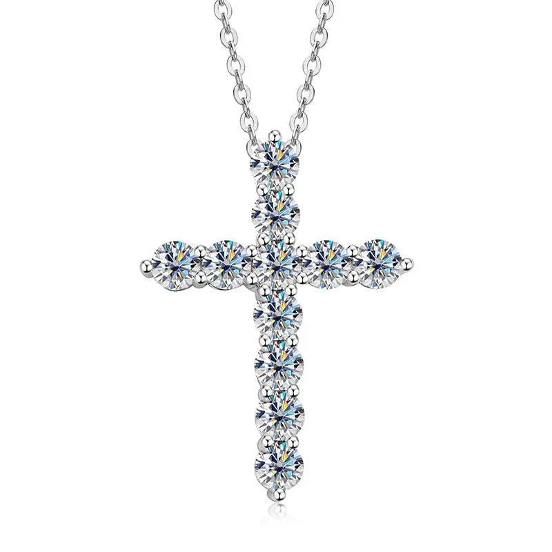 Moissanite Cross Pendant Necklace