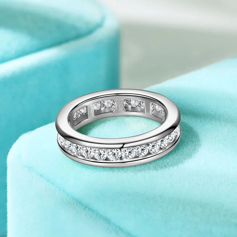 Moissanite Full Eternity Wedding Band | 925 Sterling Silver | Diamonds Grace