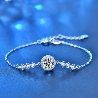 925 Sterling Silver Moissanite Bracelet | Adjustable Infinity Hand Chain | Diamonds Grace
