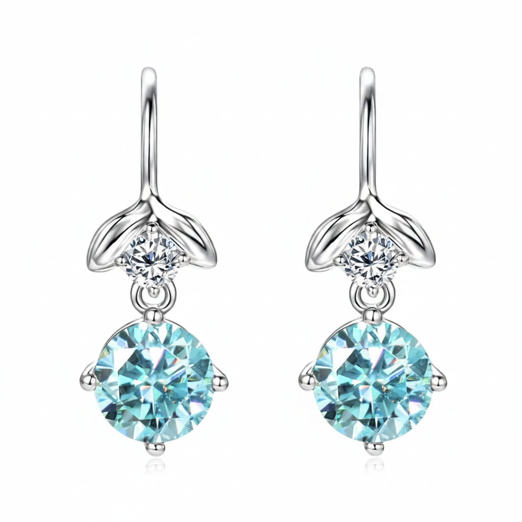 GRA Certified Moissanite Dangle Hook Earrings | D Color VVS1 | 925 Silver | Diamonds Grace