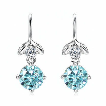 GRA Certified Moissanite Dangle Hook Earrings | D Color VVS1 | 925 Silver | Diamonds Grace