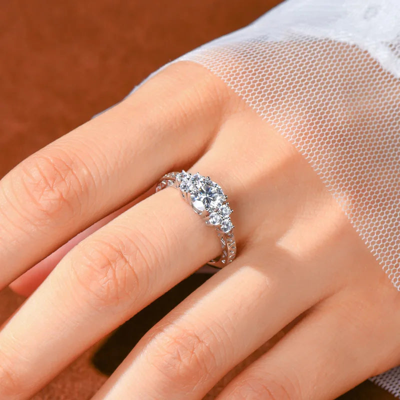1ct Moissanite 7-Stone Engagement Ring | 925 Sterling Silver | Diamonds Grace