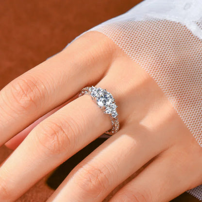 1ct Moissanite 7-Stone Engagement Ring | 925 Sterling Silver | Diamonds Grace