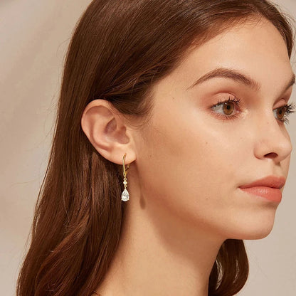 Pear Cut Moissanite Teardrop Dangle Earrings | 1ct D Color VVS1 | 925 Sterling Silver | Diamonds Grace