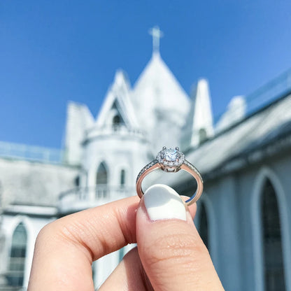 0.5CT Moissanite Halo Engagement Ring | 5mm | S925 Sterling Silver | Diamonds Grace