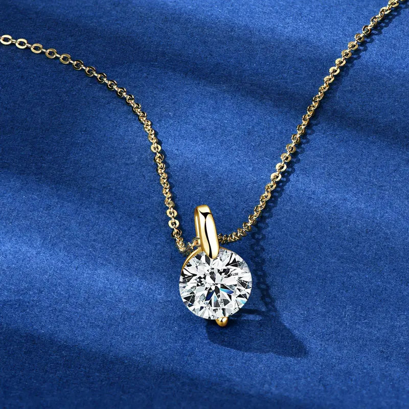 2ct Moissanite Pendant Necklace | 925 Sterling Silver Round Brilliant Cut | Diamonds Grace
