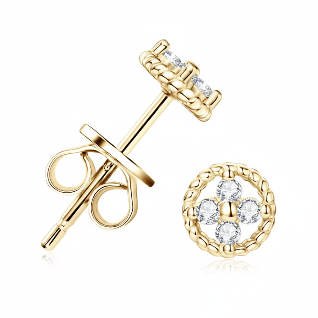 Moissanite Twisted Round Stud Earrings | 925 Sterling Silver | Diamonds Grace