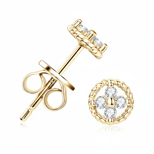 Moissanite Twisted Round Stud Earrings | 925 Sterling Silver | Diamonds Grace