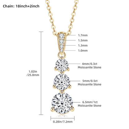 3-Stone Pendant Necklace 925 Silver | Diamonds Grace