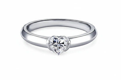 Heart Shaped Moissanite Solitaire Engagement Ring | 0.5ct 925 Sterling Silver | Diamonds Grace