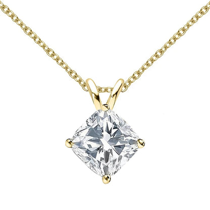 GRA Certified 1ct Cushion Cut Moissanite Pendant Necklace | 925 Sterling Silver | Diamonds Grace