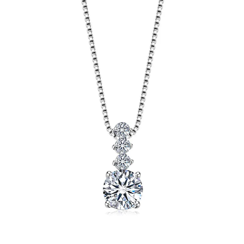 Geometric Moissanite Pendant Necklace | 925 Silver | 1ct Round Brilliant | Diamonds Grace