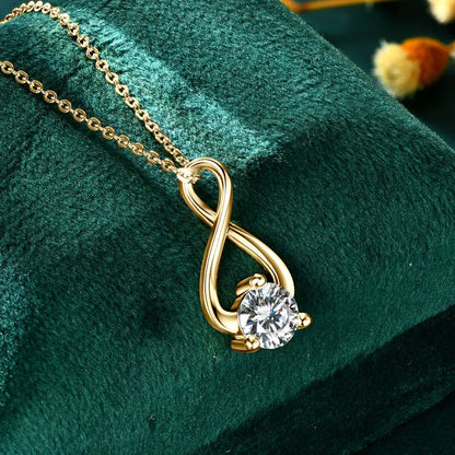 925 Sterling Silver Moissanite Infinity Pendant Necklace | 1ct Round Brilliant Cut | Diamonds Grace