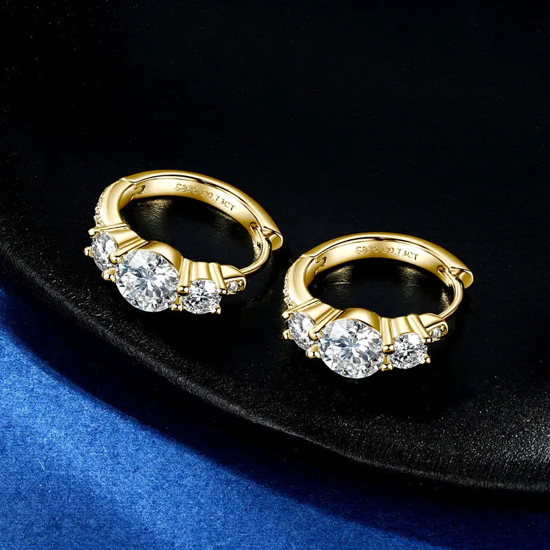 Moissanite Hoop Earrings | D Color Round Brilliant | 925 Sterling Silver | Diamonds Grace