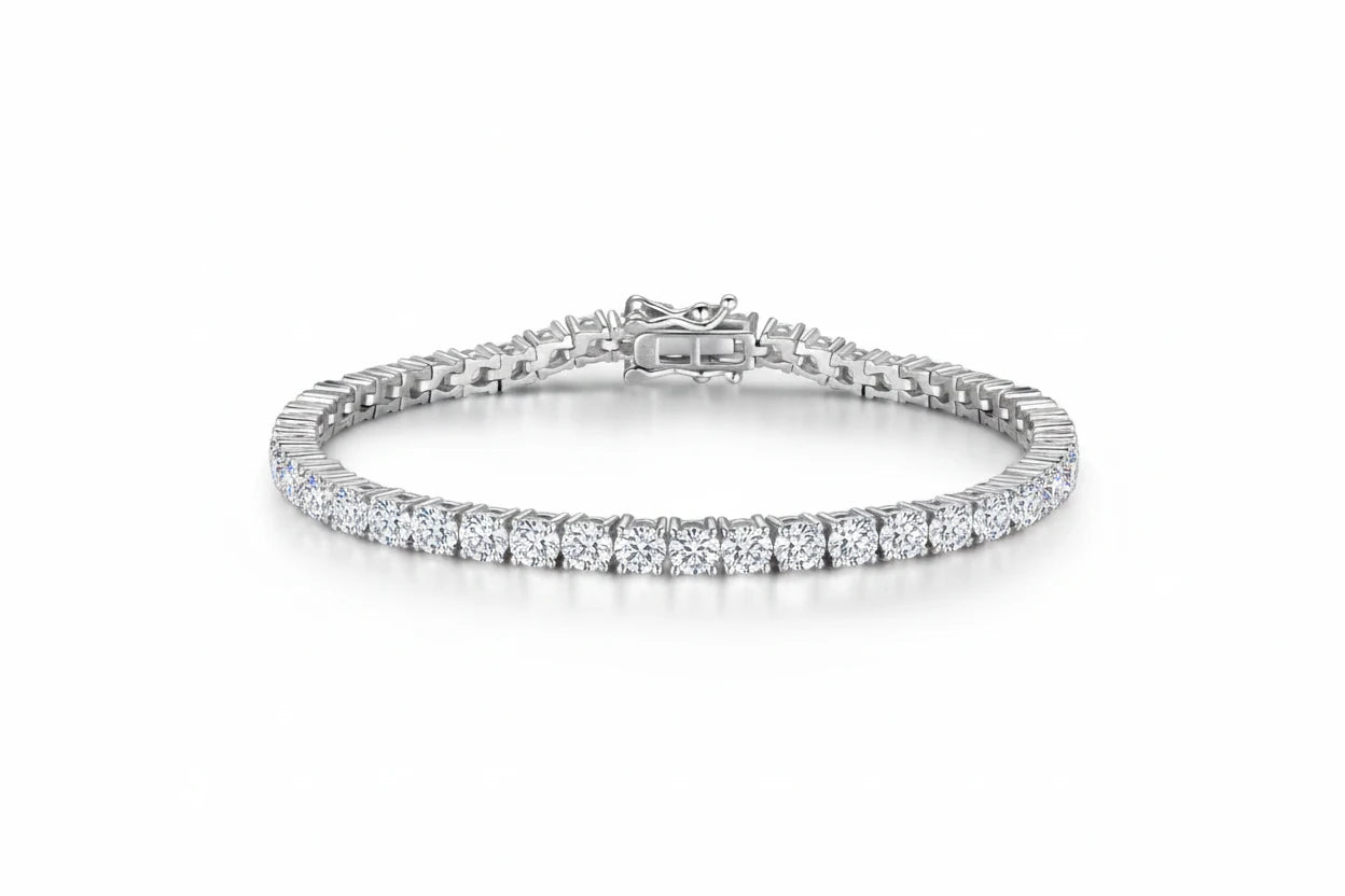 Cubic Zirconia Tennis Bracelet | 3mm Pavé 925 Sterling Silver | Diamonds Grace